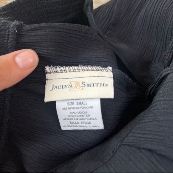 Jaclyn Smith Black Cropped Palazzo Pants Texture Pull On Stretch S - Picture 5 of 7